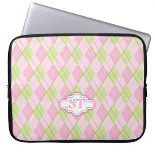 Para Portátil Patrón de estilo Argyle monograma rosado funda de 