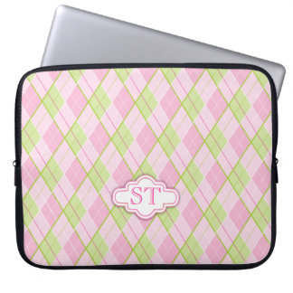 Para Portátil Patrón de estilo Argyle monograma rosado funda de 