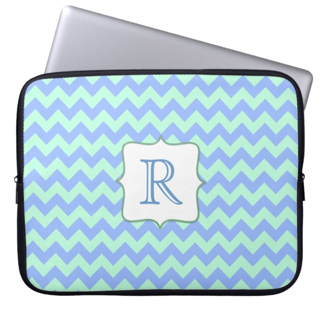 Para Portátil Personalizado Monograma Chevron Laptop Funda (Frente)