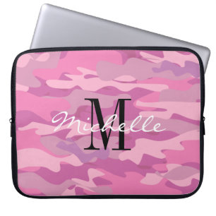 Para Portátil Personalizado monograma ejército rosa camo funda 
