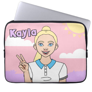 Para Portátil Personalizado rubio Chica Funda de lápiz de escuel