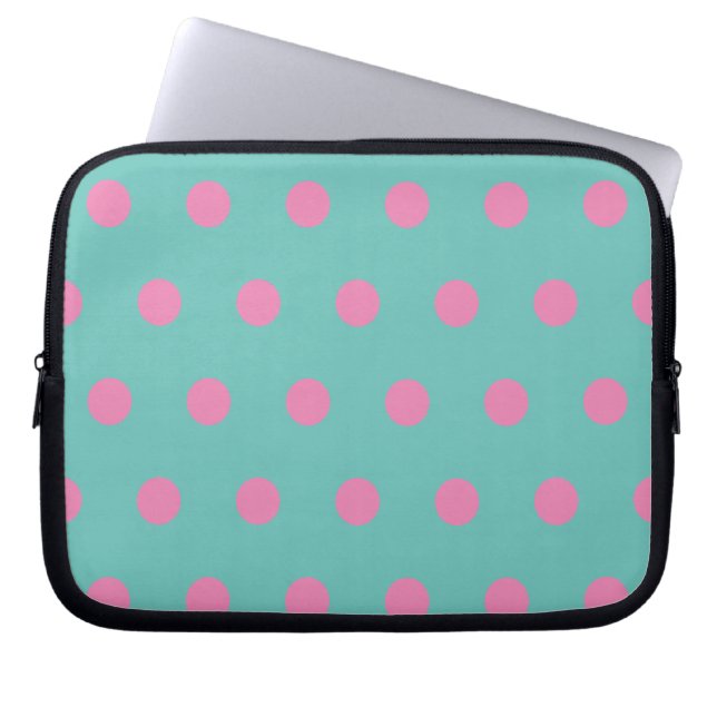 Para Portátil Polka Dot Tablet Funda (Aqua & Pink) (Frente)