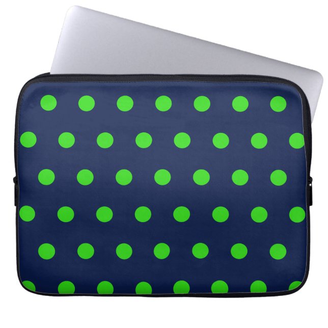 Para Portátil Polka Dot Tablet Funda (Azul marino y verde limón) (Frente)