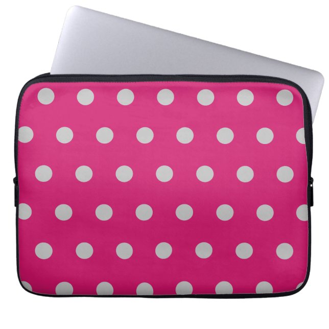 Para Portátil Polka Dot Tablet Funda (Rosa y Gris calientes) (Frente)
