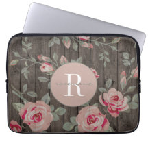 Rosas monogramados en Wood MacBook Funda