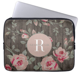 Para Portátil Rosas monogramados en Wood MacBook Funda
