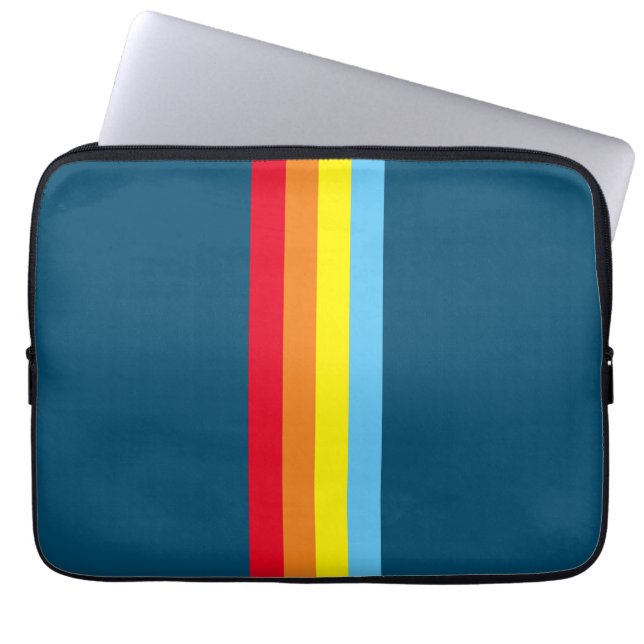 Para Portátil Tiras retro Funda de comprimidos (Navy Blue Multi) (Frente)