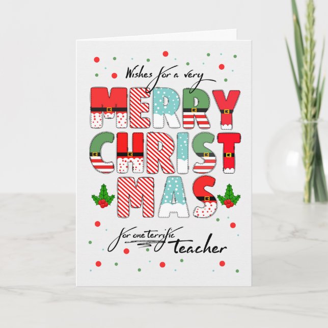 para Profesor Feliz Navidad Letra Decorada (Anverso)