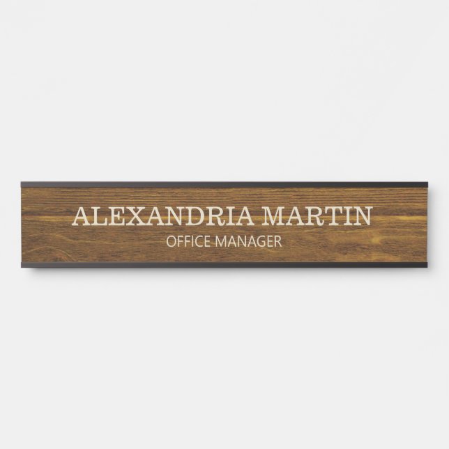 Para Puerta Simple letrero de madera marrón básico nombre carg (Anverso)