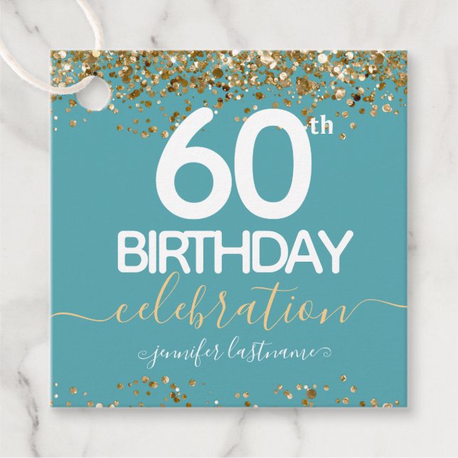 Para Recuerdos 60.º cumpleaños Etiquetas de Favor de Guión Elegan (Anverso)