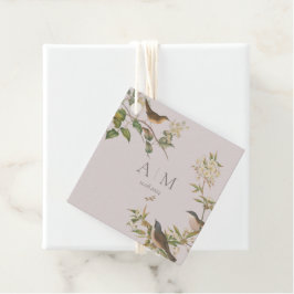 Para Recuerdos Aves y hojas, etiquetas de favores de boda románti