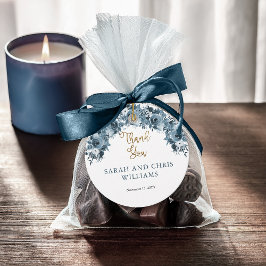 Para Recuerdos Blue Gold Watercolor Floral Gracias Etiquetas Favo