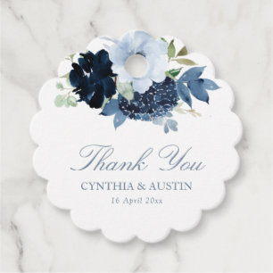 Para Recuerdos boda azul marino claro gracias etiquetas de favor