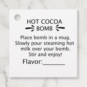 Para Recuerdos Bomba de cacao caliente Etiquetas de sabor, direcc