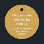 Para Recuerdos Dulces Etiquetas de Agradecimiento Personalizadas<br><div class="desc">Etiquetas de Agradecimiento Personalizadas con Nombre para Baby Shower Modernas y Lindas en Amarillo Polvoriento</div>