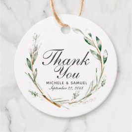 Para Recuerdos Elegante color de agua Wreath Gracias Etiquetas Fa