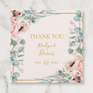 Para Recuerdos Elegante Rubor Floral Pastel Gracias Etiquetas F