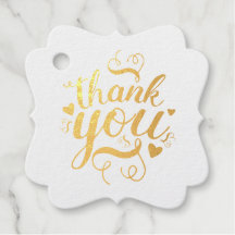 Elegantes etiquetas de agradecimiento de oro 