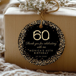 Para Recuerdos Elegantes Etiquetas de Cumpleaños 60 con Diamantes
