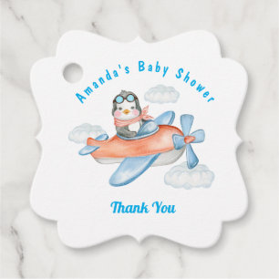 Para Recuerdos Etiquetas Baby Shower Airplane Blue White Favor