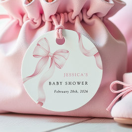 Para Recuerdos Etiquetas Baby Shower de cinta rosa