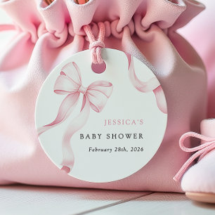 Para Recuerdos Etiquetas Baby Shower de cinta rosa