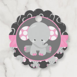 Para Recuerdos Etiquetas Baby Shower Elephants rosas y grises a f