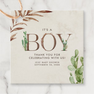 Para Recuerdos Etiquetas Baby Shower Favor Cactus Leather Boy