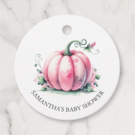 Para Recuerdos Etiquetas Baby Shower Favor Calabaza rosa