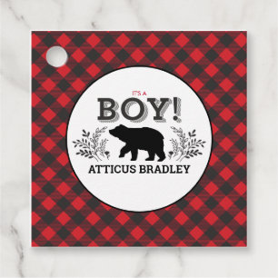 Para Recuerdos Etiquetas Baby Shower Favorito de Lumberjack Bear 