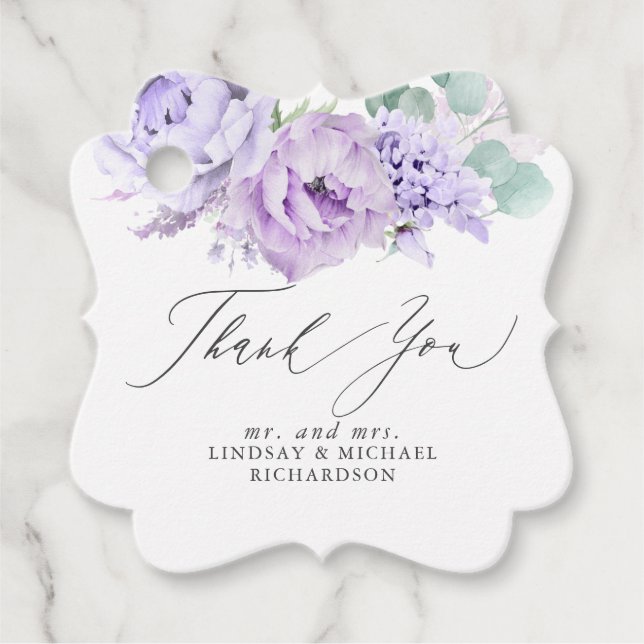 Para Recuerdos Etiquetas de agradecimiento elegantes con flores p (Anverso)