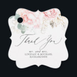 Para Recuerdos Etiquetas de agradecimiento elegantes con flores r<br><div class="desc">Etiquetas de agradecimiento con flores de rosa rosadas</div>