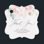 Para Recuerdos Etiquetas de agradecimiento elegantes con flores r<br><div class="desc">Etiquetas de agradecimiento con flores de rosa rosadas</div>
