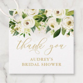 Para Recuerdos Etiquetas de agradecimiento florales blancas y dor