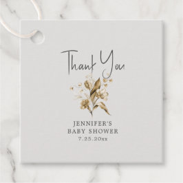 Para Recuerdos Etiquetas de Baby Shower con flores de Boho Sepia