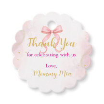 Etiquetas de Favor de Baby Shower Rosa y Dorado