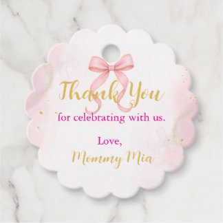 Para Recuerdos Etiquetas de Favor de Baby Shower Rosa y Dorado