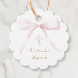 Para Recuerdos Etiquetas de favor de bebé con arco rosado