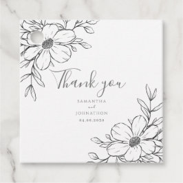 Para Recuerdos Etiquetas de Favor de Boda con Dibujo Floral Blanc