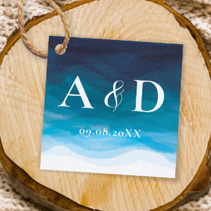 Para Recuerdos Etiquetas de Favor de Boda de Agua de Olas Azules 