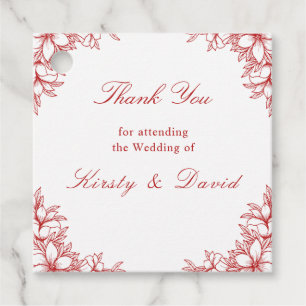 Para Recuerdos Etiquetas de Favor de Boda Floral Ornate Rojo