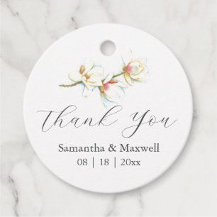 Para Recuerdos Etiquetas de Favor de Boda Flores de Magnolia Blan