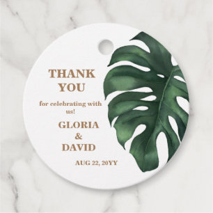 Para Recuerdos Etiquetas de Favor de Boda Tropical de Leaf de Pal