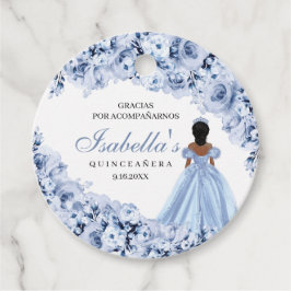 Para Recuerdos Etiquetas de Favor de Círculo Quinceanera Dusty Bl