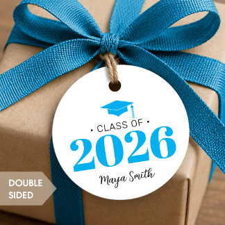 Para Recuerdos Etiquetas de Favor de Graduación Modernas Azul Neg