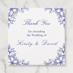 Para Recuerdos Etiquetas de Favor de la Boda Floral Azul Ornate