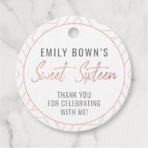 Etiquetas de Favor de la Fiesta de 16 años dulces