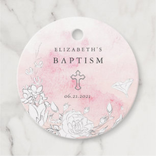 Para Recuerdos etiquetas de favor del bautismo floral ruidoso mod