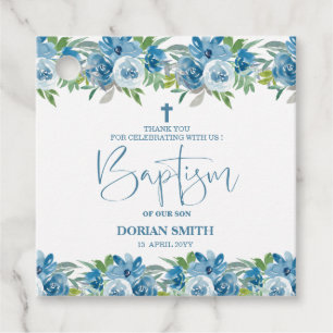 Para Recuerdos Etiquetas de Favor del Niño Bebé Blue Floral