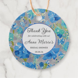 Para Recuerdos Etiquetas de Favor Floral de la Celebración Azul
